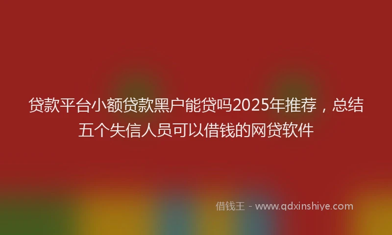 贷款平台小额贷款黑户能贷吗2025年推荐，总结五个失信人员可以借钱的网贷软件