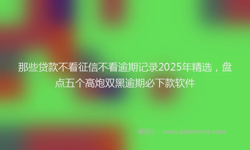 那些贷款不看征信不看逾期记录2025年精选，盘点五个高炮双黑逾期必下款软件