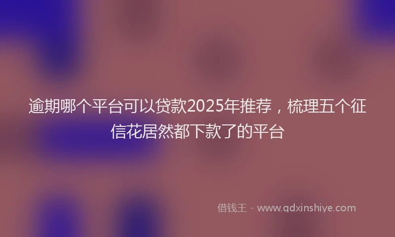 逾期哪个平台可以贷款2025年推荐，梳理五个征信花居然都下款了的平台