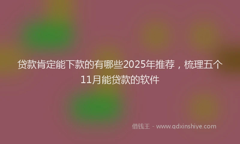贷款肯定能下款的有哪些2025年推荐，梳理五个11月能贷款的软件