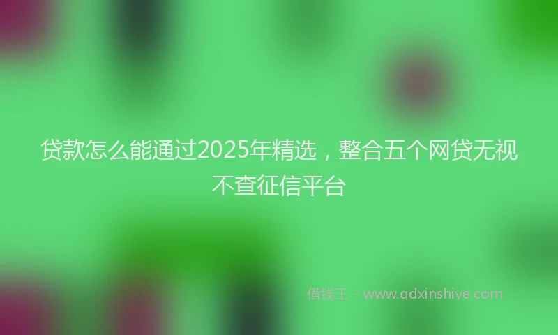 贷款怎么能通过2025年精选，整合五个网贷无视不查征信平台