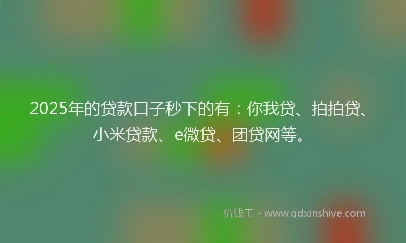 2025年的贷款口子秒下的有：你我贷、拍拍贷、小米贷款、e微贷、团贷网等。
