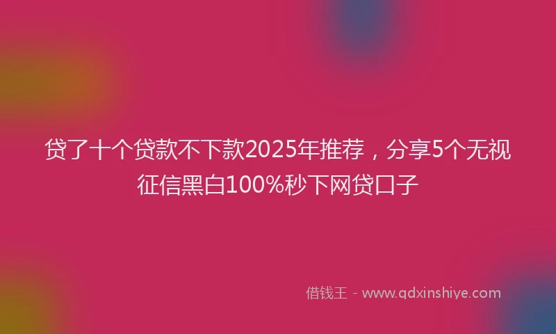 贷了十个贷款不下款2025年推荐，分享5个无视征信黑白100%秒下网贷口子