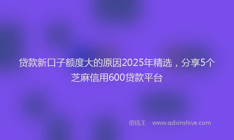 贷款新口子额度大的原因2025年精选，分享5个芝麻信用600贷款平台