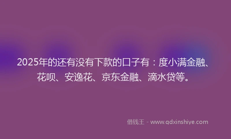 2025年的还有没有下款的口子有：度小满金融、花呗、安逸花、京东金融、滴水贷等。