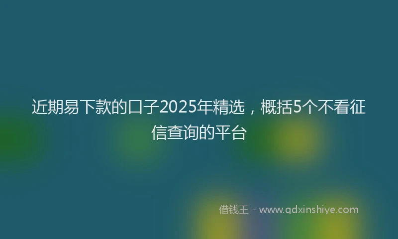 近期易下款的口子2025年精选，概括5个不看征信查询的平台
