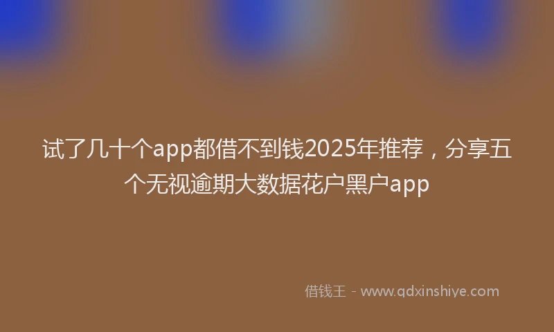 试了几十个app都借不到钱2025年推荐，分享五个无视逾期大数据花户黑户app