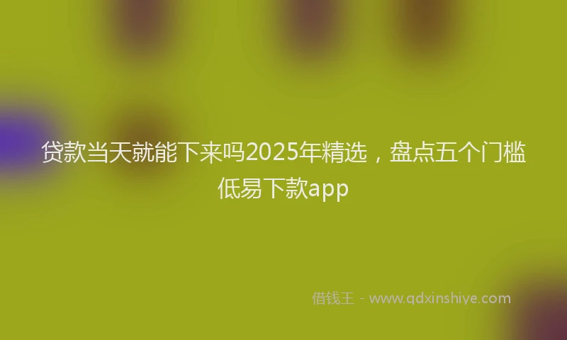 贷款当天就能下来吗2025年精选，盘点五个门槛低易下款app