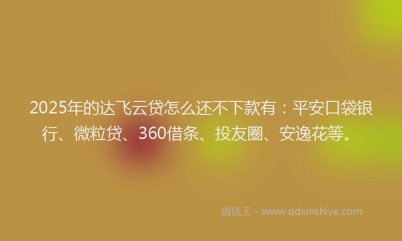 2025年的达飞云贷怎么还不下款有：平安口袋银行、微粒贷、360借条、投友圈、安逸花等。
