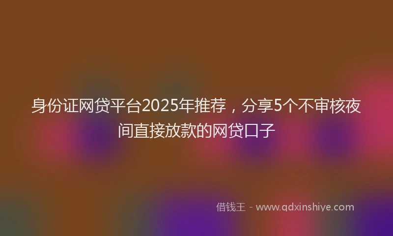 身份证网贷平台2025年推荐，分享5个不审核夜间直接放款的网贷口子
