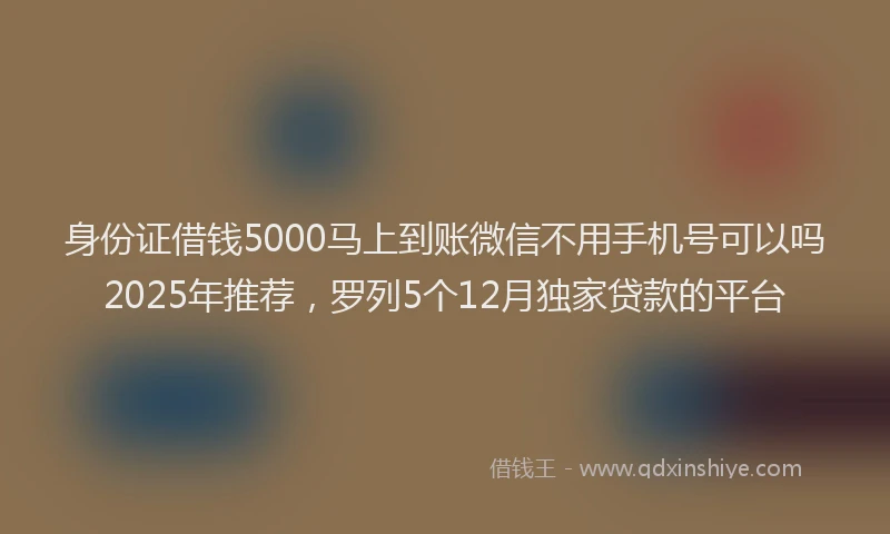 身份证借钱5000马上到账微信不用手机号可以吗2025年推荐，罗列5个12月独家贷款的平台