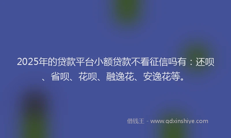 2025年的贷款平台小额贷款不看征信吗有：还呗、省呗、花呗、融逸花、安逸花等。