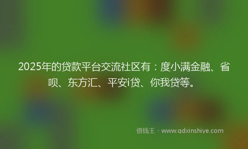 2025年的贷款平台交流社区有：度小满金融、省呗、东方汇、平安i贷、你我贷等。