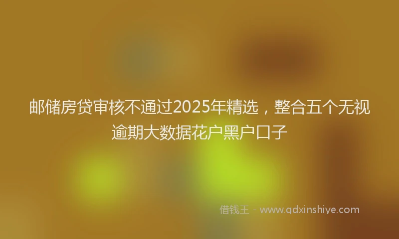 邮储房贷审核不通过2025年精选，整合五个无视逾期大数据花户黑户口子