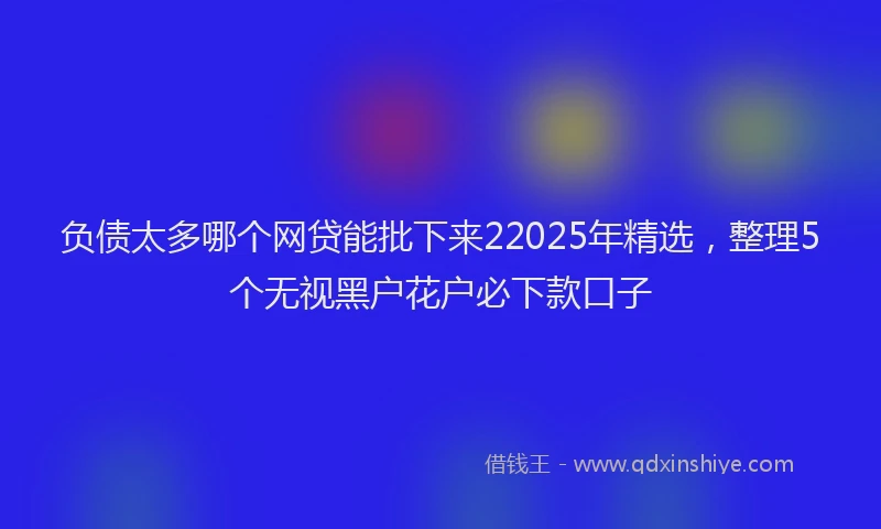 负债太多哪个网贷能批下来22025年精选，整理5个无视黑户花户必下款口子