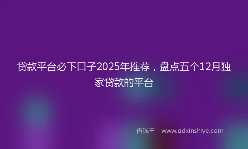 贷款平台必下口子2025年推荐，盘点五个12月独家贷款的平台