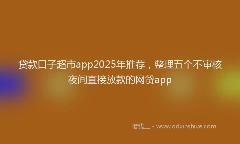 贷款口子超市app2025年推荐，整理五个不审核夜间直接放款的网贷app