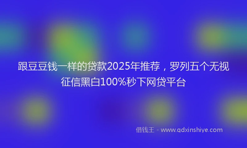 跟豆豆钱一样的贷款2025年推荐，罗列五个无视征信黑白100%秒下网贷平台