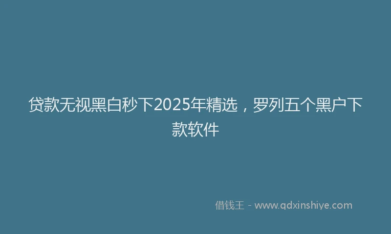 贷款无视黑白秒下2025年精选，罗列五个黑户下款软件