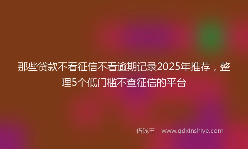 那些贷款不看征信不看逾期记录2025年推荐，整理5个低门槛不查征信的平台