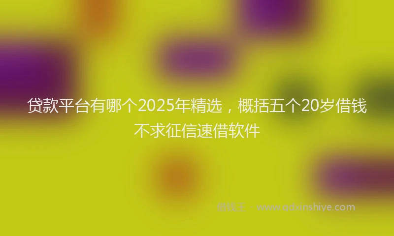 贷款平台有哪个2025年精选，概括五个20岁借钱不求征信速借软件
