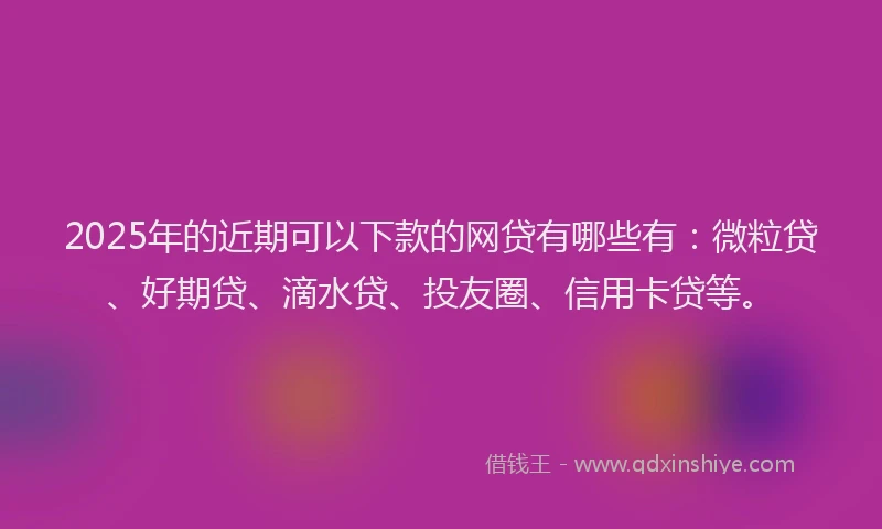 2025年的近期可以下款的网贷有哪些有：微粒贷、好期贷、滴水贷、投友圈、信用卡贷等。