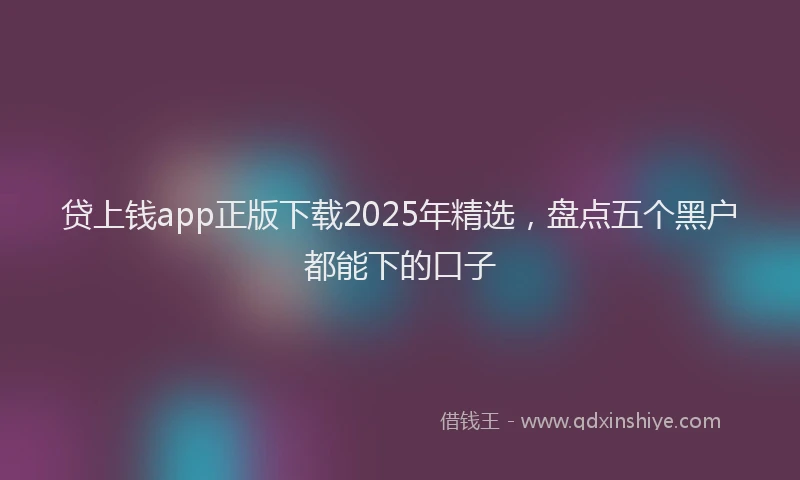 贷上钱app正版下载2025年精选，盘点五个黑户都能下的口子