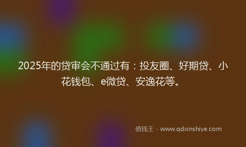 2025年的贷审会不通过有：投友圈、好期贷、小花钱包、e微贷、安逸花等。