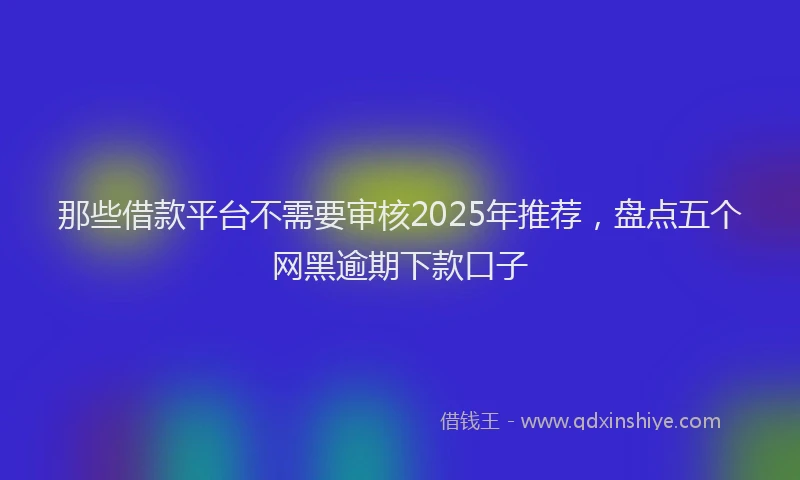 那些借款平台不需要审核2025年推荐，盘点五个网黑逾期下款口子