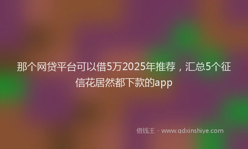 那个网贷平台可以借5万2025年推荐，汇总5个征信花居然都下款的app