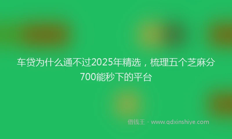 车贷为什么通不过2025年精选，梳理五个芝麻分700能秒下的平台