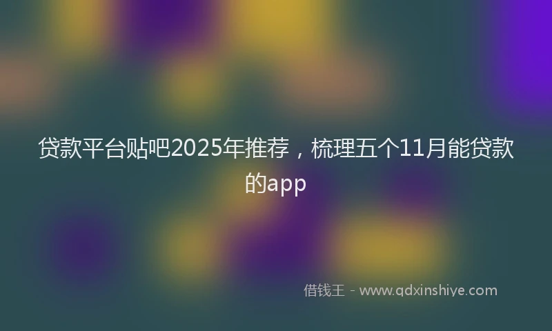 贷款平台贴吧2025年推荐，梳理五个11月能贷款的app