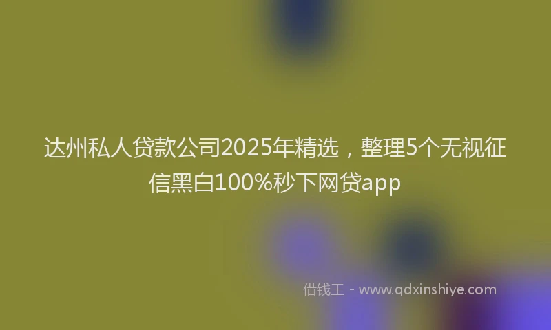 达州私人贷款公司2025年精选，整理5个无视征信黑白100%秒下网贷app