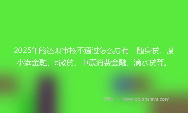 2025年的还呗审核不通过怎么办有：随身贷、度小满金融、e微贷、中原消费金融、滴水贷等。