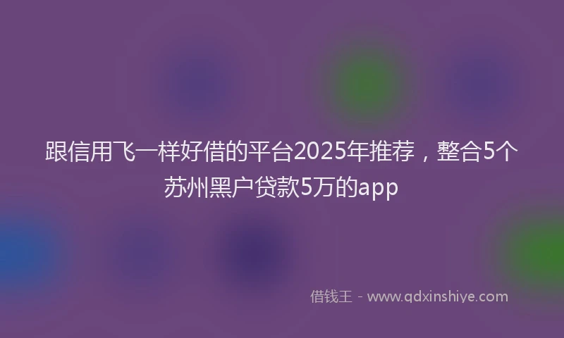 跟信用飞一样好借的平台2025年推荐，整合5个苏州黑户贷款5万的app