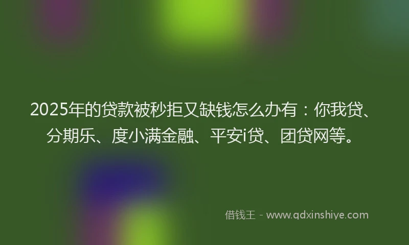 2025年的贷款被秒拒又缺钱怎么办有：你我贷、分期乐、度小满金融、平安i贷、团贷网等。