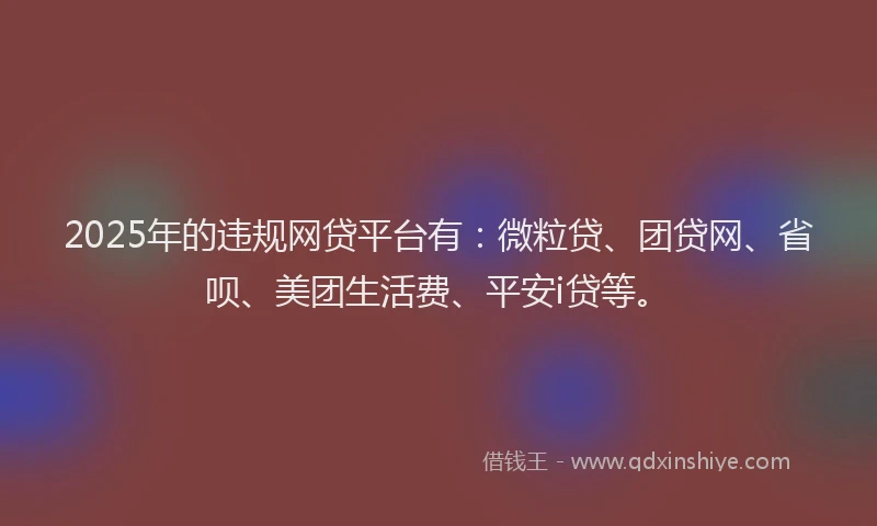 2025年的违规网贷平台有：微粒贷、团贷网、省呗、美团生活费、平安i贷等。