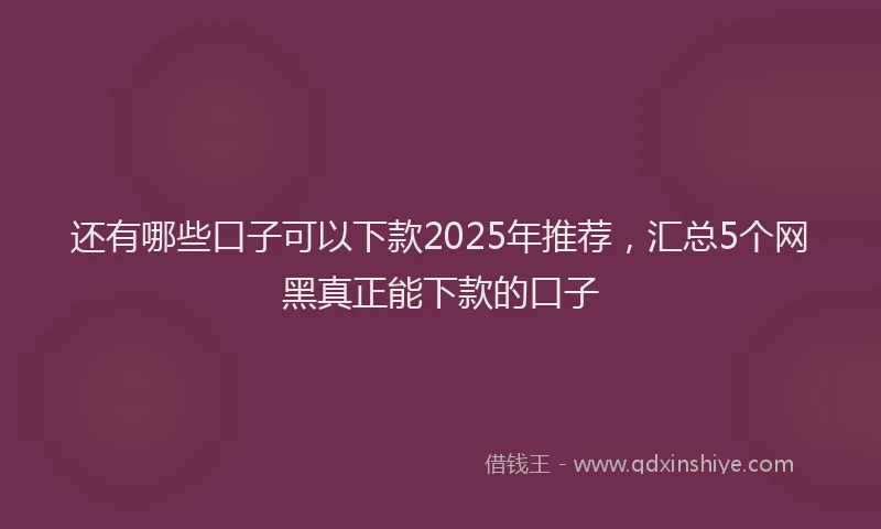 还有哪些口子可以下款2025年推荐，汇总5个网黑真正能下款的口子