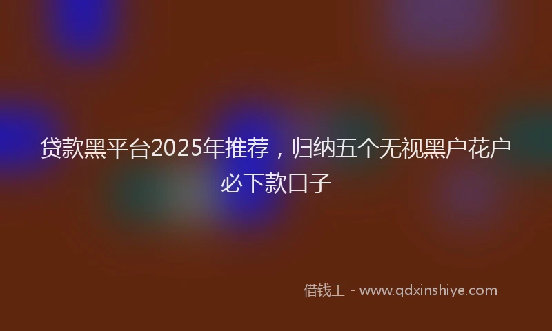 贷款黑平台2025年推荐，归纳五个无视黑户花户必下款口子