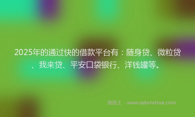 2025年的通过快的借款平台有：随身贷、微粒贷、我来贷、平安口袋银行、洋钱罐等。