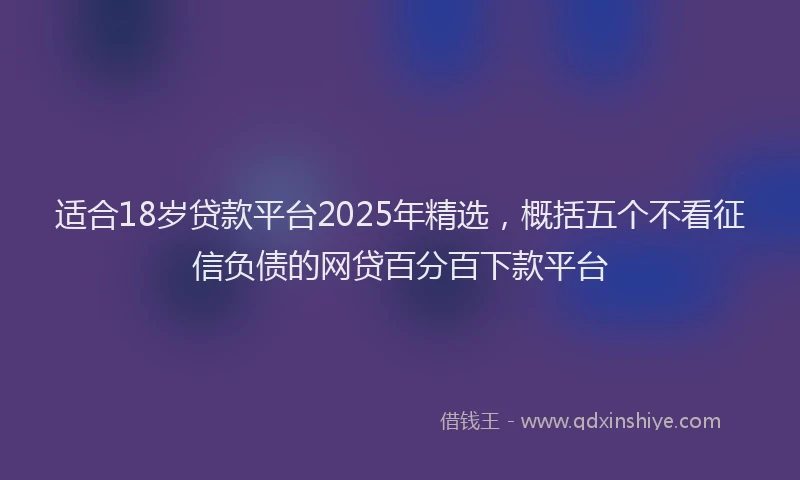 适合18岁贷款平台2025年精选，概括五个不看征信负债的网贷百分百下款平台
