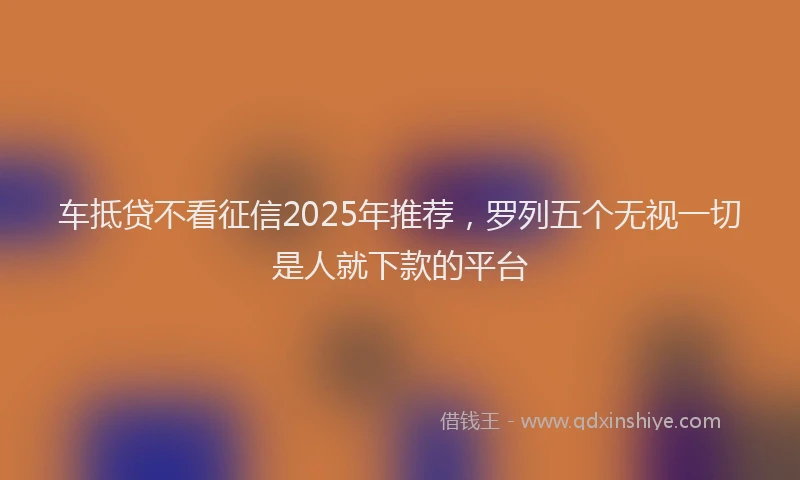 车抵贷不看征信2025年推荐，罗列五个无视一切是人就下款的平台