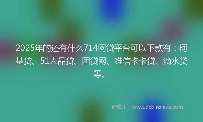 2025年的还有什么714网贷平台可以下款有：柯基贷、51人品贷、团贷网、维信卡卡贷、滴水贷等。