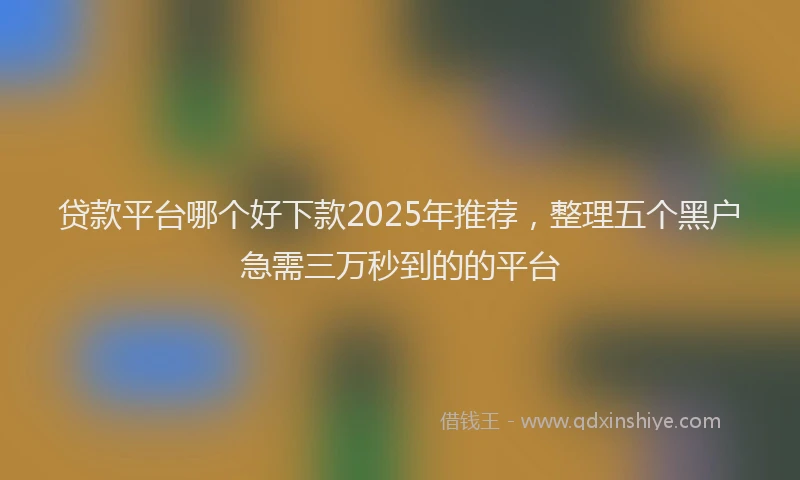 贷款平台哪个好下款2025年推荐，整理五个黑户急需三万秒到的的平台