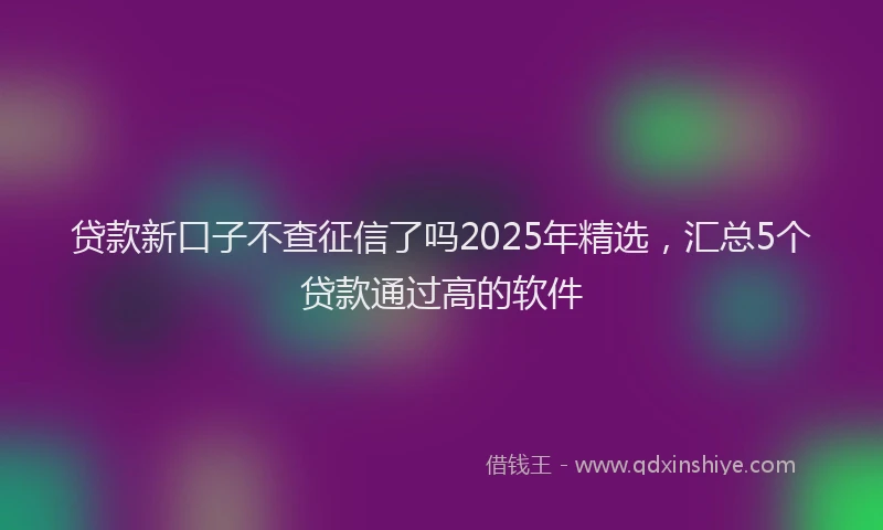 贷款新口子不查征信了吗2025年精选，汇总5个贷款通过高的软件