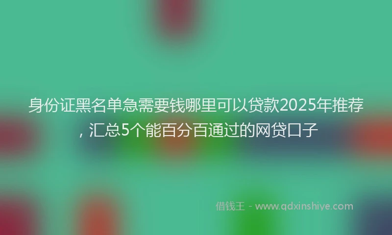 身份证黑名单急需要钱哪里可以贷款2025年推荐，汇总5个能百分百通过的网贷口子