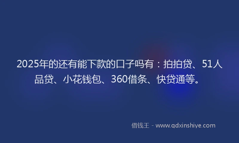 2025年的还有能下款的口子吗有：拍拍贷、51人品贷、小花钱包、360借条、快贷通等。