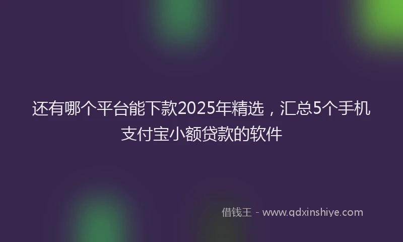 还有哪个平台能下款2025年精选，汇总5个手机支付宝小额贷款的软件