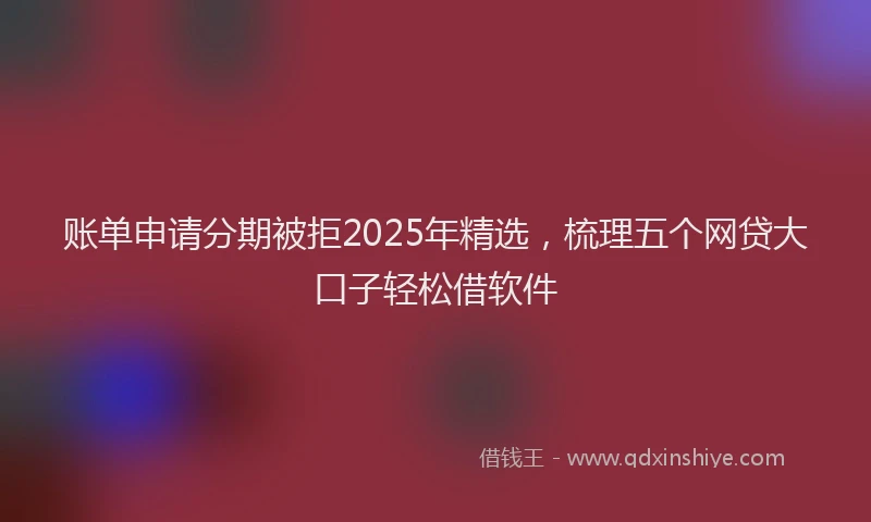 账单申请分期被拒2025年精选，梳理五个网贷大口子轻松借软件