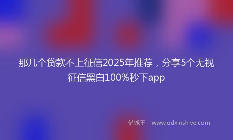 那几个贷款不上征信2025年推荐，分享5个无视征信黑白100%秒下app